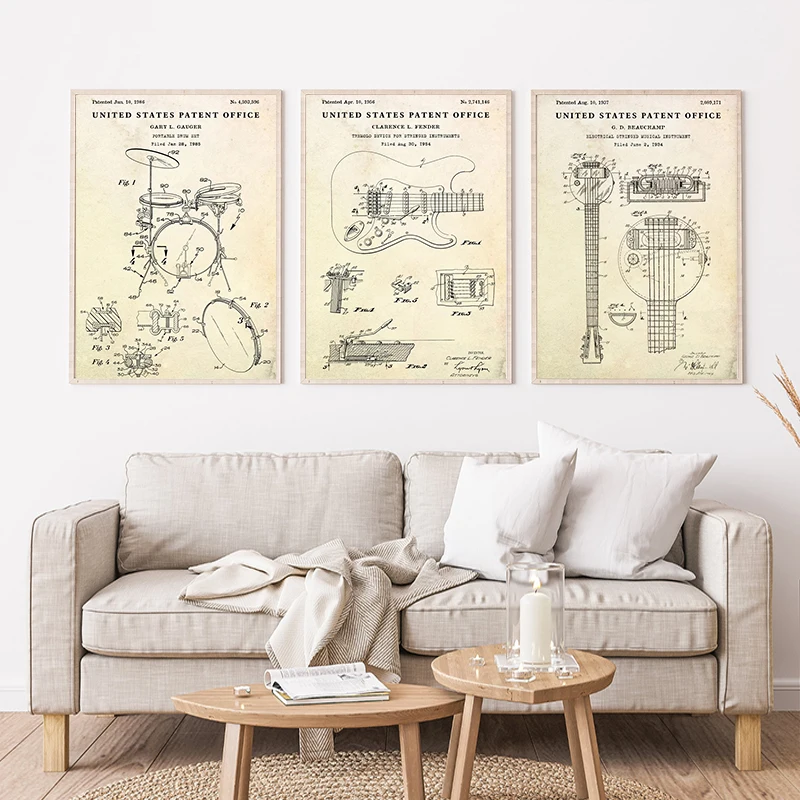 Poster Brevettato Vintage Stru - Picture Of Musical Instrument recensione e prezzo